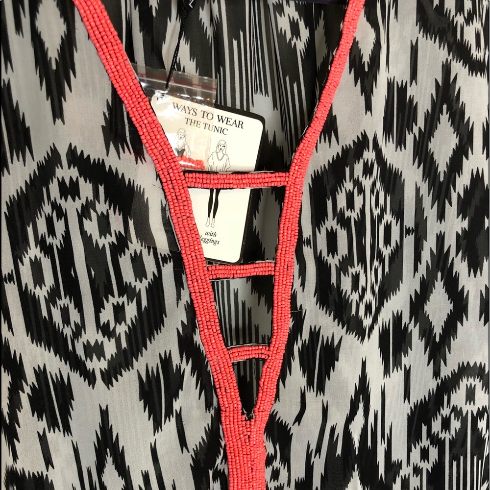 Swimwear cover up caftan NWT black white - Picture 4 of 4